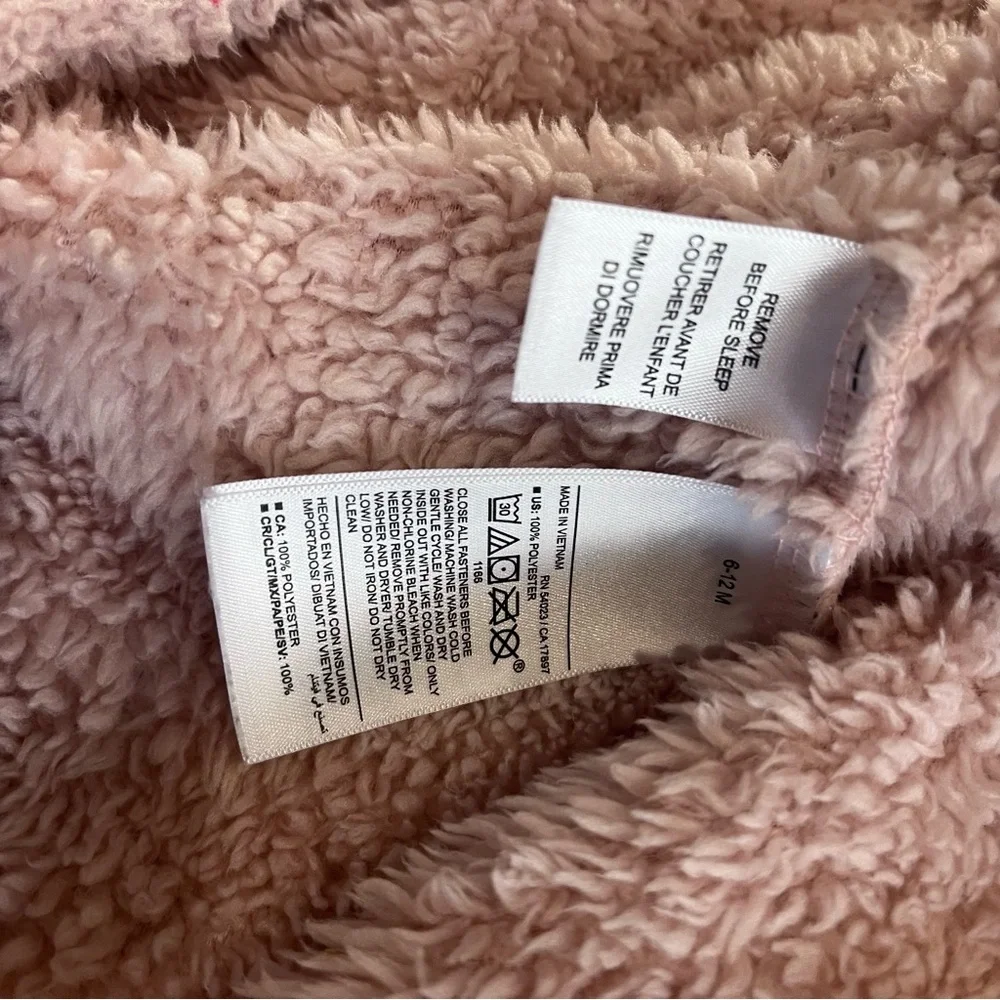 Old Navy Fleece Snowsuit Bunting Baby Girl's Size 6-12 Months Pink Hooded Ears